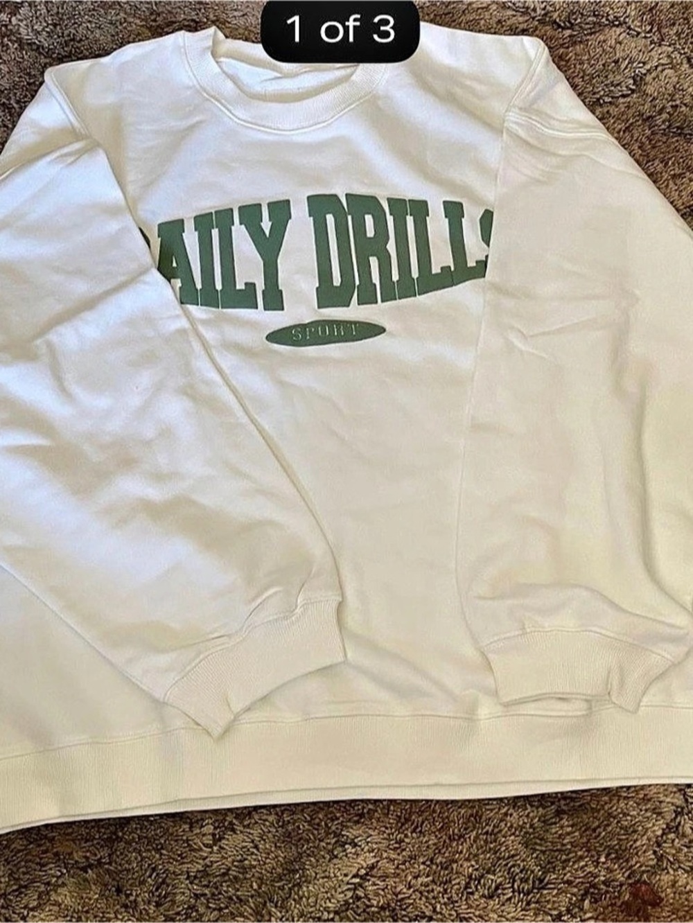 Daily Drills Oversized Sport Crew Sweatshirt, White